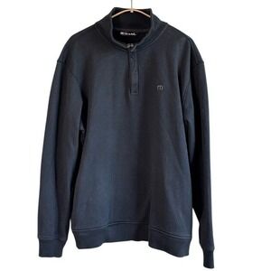Travis Mathew Quarter Zip Pullover Black Mens L  Mock Neck Pockets Consign